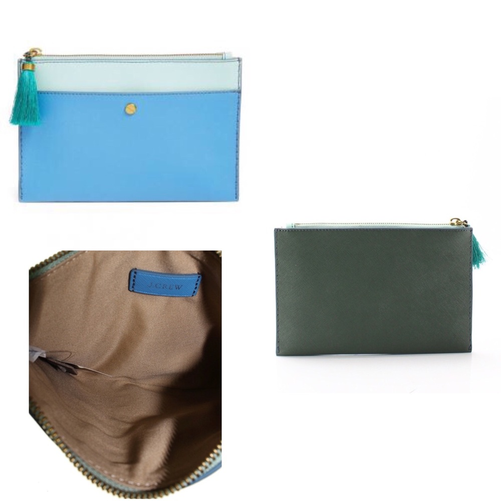 Medium Metallic Saffiano Leather Clutch Pouch